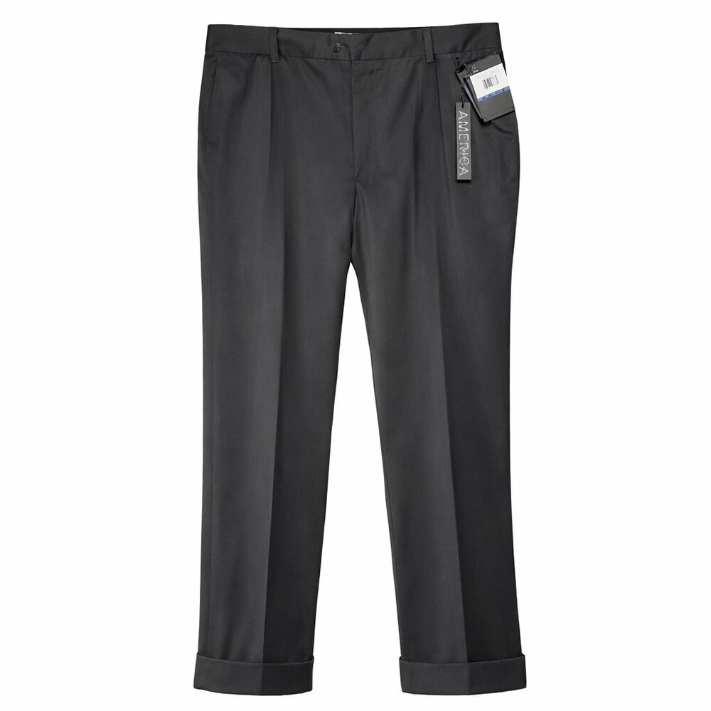 Perry Ellis America “Better Threads” Grey Wolf Pleated Cuffed Dress Pants 48×32